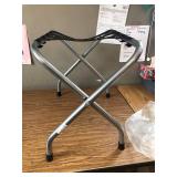 Folding Suitcase Stand - Fully Assembled Luggage Rack, Chrome