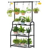 Simple Trending Plant Stand, 3-Tier Metal Shelf, Black