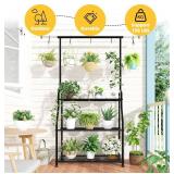 Simple Trending Plant Stand, 3-Tier Metal Shelf, Black