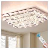 $116 Finktonglan Crystal LED Ceiling Light 20 Rectangular Dimmable