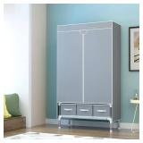 $51 Portable Clothes Closet with Rolling Doors - Gray