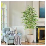 $120 Nafresh Tall UV-Resistant Ficus Tree Artificial, 7ft