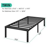 Metal Platform Bed Frame, 18-Inch Tall, No Box Spring, Twin, Black