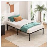 Metal Platform Bed Frame, 18-Inch Tall, No Box Spring, Twin, Black