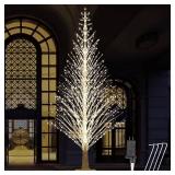 $140 7FT Lighted Birch Tree with 1000 LED Warm White Lights, Twinkling