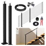 $180 Muzata 5-10ft Modular Black Cable Railing Kit, 36in 2-Stair Post