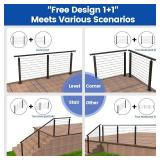 $180 Muzata 5-10ft Modular Black Cable Railing Kit, 36in 2-Stair Post