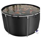 $159 Canvas Fish Pond 450 Gal Koi Pond, Foldable PVC Outdoor Tank