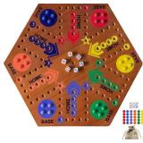 $70 Wooden Board Game Marble Game Double-Sided 2-6 Players, 24 Marbles