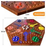 $70 Wooden Board Game Marble Game Double-Sided 2-6 Players, 24 Marbles