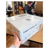 $100 19" Farmhouse Flush Mount Ceiling Fan Light with Remote, 6 Speeds