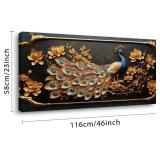 $90 ZESTRILIA Peacock Wall Art Canvas Painting 46x23 in