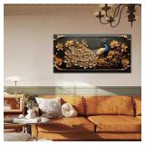 $90 ZESTRILIA Peacock Wall Art Canvas Painting 46x23 in