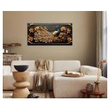 $90 ZESTRILIA Peacock Wall Art Canvas Painting 46x23 in