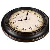 18 Inch Vintage Wall Clock - Battery Operated, Silent, Bronze