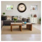 18 Inch Vintage Wall Clock - Battery Operated, Silent, Bronze