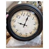 18 Inch Vintage Wall Clock - Battery Operated, Silent, Bronze