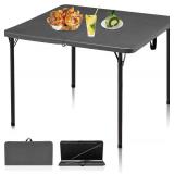 $59 34" Folding Table, Portable Card Table with Collapsible Legs, Grey