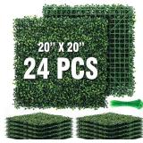 $97 KASZOO 24 Pack 20x20 Grass Wall Panels - Boxwood, 66 sqft
