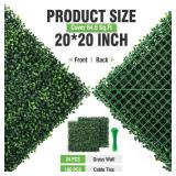 $97 KASZOO 24 Pack 20x20 Grass Wall Panels - Boxwood, 66 sqft