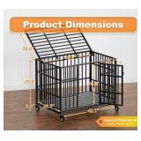 $182 42 Inch Dog Crate with Wheels, Escape-Proof, Double-Door
