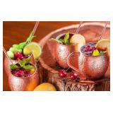 BOLD & DIVINE Moscow Mule Copper Mugs 16 oz, Set of 4