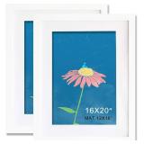 $82 White 16x20 Frame, 2 Pack, Solid Wood with Mat, 12x16
