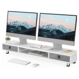 $85 Fenge Dual Monitor Stand with 2 Drawers, 42.5-Inch Desk Riser