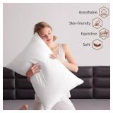 $80 King Size Feather-Down Pillows, 2-Pack, Organic Cotton Cover 20x36