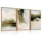 $130 KAIRNE Green Abstract Framed Canvas Wall Art Set, 24x36