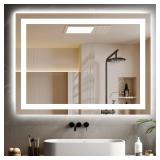 $170 LED Bathroom Mirror, Dimmable, Backlit, Tempered Glass, 40x30