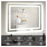 $170 LED Bathroom Mirror, Dimmable, Backlit, Tempered Glass, 40x30