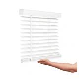 $50 Lotus Cordless 2" Faux Wood Darkening Blind, Snow White, 36x60