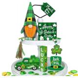St Patricks Day Decor, 12 Pcs Tiered Tray   Plush Gnome