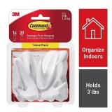 Command Medium Designer Hooks, White 14 Hooks, 20 Strips