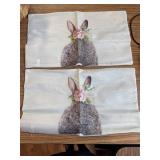 Easter Pillow Covers 12x20 Set of 2 - Bunny Floral Linen Cushions
