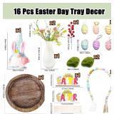 Tray Included 16-Pcs Easter Decor Set - Bunny Gnome Beads, Blue