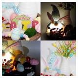 Tray Included 16-Pcs Easter Decor Set - Bunny Gnome Beads, Blue