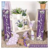 Wesiti 2-Piece Large Easter Hanging Sign - He Is Risen Front Door