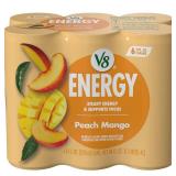 V8 +ENERGY Peach Mango Energy Drink - 6pk/8 fl oz Cans BEST BY MAR 29 2026