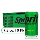 Sprite Diet Zero Sugar Lemon Lime Mini Soda Pop Soft Drink  7.5 fl oz  10 Pack Cans