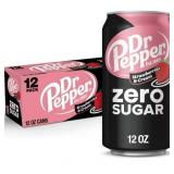 Dr Pepper Zero Sugar Strawberries and Cream Soda Pop  12 fl oz  12 Pack Cans