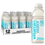 vitaminwater Zero Sugar Squeezed Lemonade Nutrient Enhanced Flavored Water Beverage, 20 fl oz Bottles, 12 pack