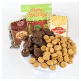 Christmas Cookie House Gift Box with 2 Cookie Flavors Inside by Send A Cake Hot Chocolate & Snickerdoodle Sugar Cookies