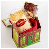 Christmas Cookie House Gift Box with 2 Cookie Flavors Inside by Send A Cake Hot Chocolate & Snickerdoodle Sugar Cookies