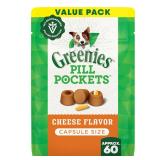 Greenies Pill Pockets For Dogs Pill Maskers Size Cheese Dry Soft Treats For Dogs  15.8 Oz. Pouch (60 Treats)