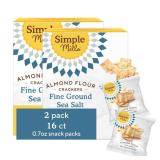Simple Mills Almond Flour Crackers Snack Packs, Sea Salt, Gluten Free, Flax Seed, Sunflower Seeds, Corn Free, Good for Snacks, 6.5 oz, Pack of 2 (8 Bags per Box)