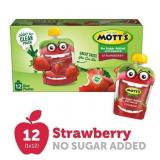 MOTTS UNSWEETENED APPLESAUCE STRAWBERRY FLAVOR 12 POUCHES