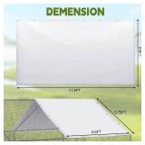 VitalCozy 2 Pcs Chicken Coop Cover Waterproof 11.5 x 6.6 ft Chicken Run Cover Coop Tarp Accessories for Winter with 50 Pcs Ball Bungees Cords for Outdoor (White)