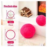 Uvvyui Hot Pink Ball Pillow, 11.8 Cute Round Throw Pillow Faux Rabbit Fur Room Decorative Throw Pillow, Ball Shaped Pillow Plush Cushion for Couch, Sofa, Bedroom